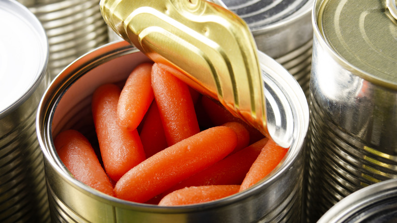 Carrots in an opened can