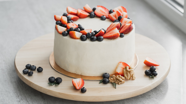 Homemade cake with strawberries