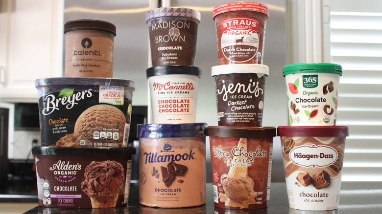 Various chocolate ice cream brands