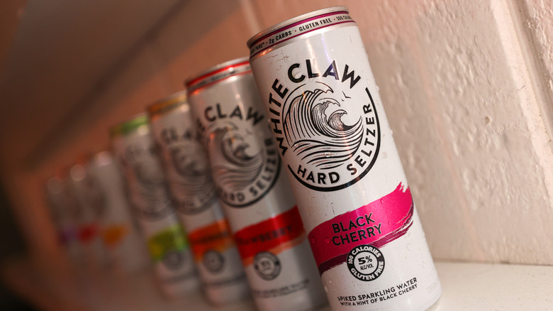 White Claw cans on shelf 