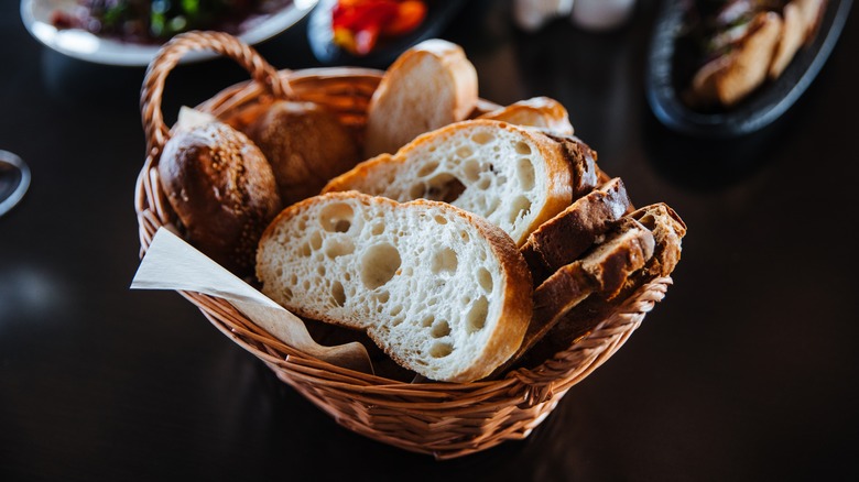 Bread basket at restaurant