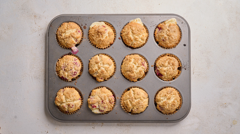 baked muffins in muffin tray
