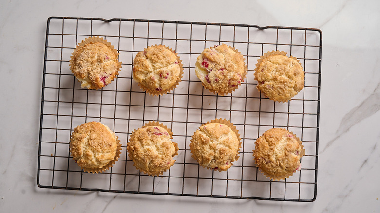 baked muffins on a wire rack