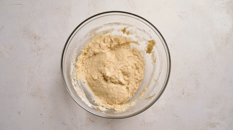 muffin batter mixed in a bowl