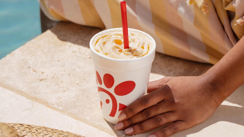 a peach milkshake from Chick-fil-A