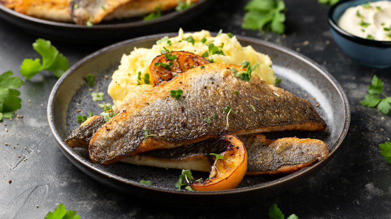 pan fried sea bass with potatoes