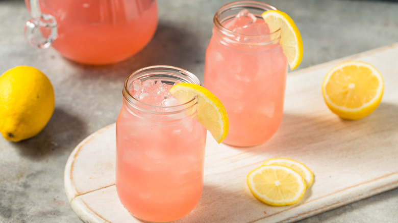 Glasses of pink lemonade