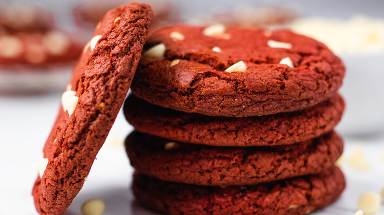 red velvet cookies on plate 