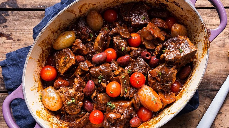 meat and vegetables in pot