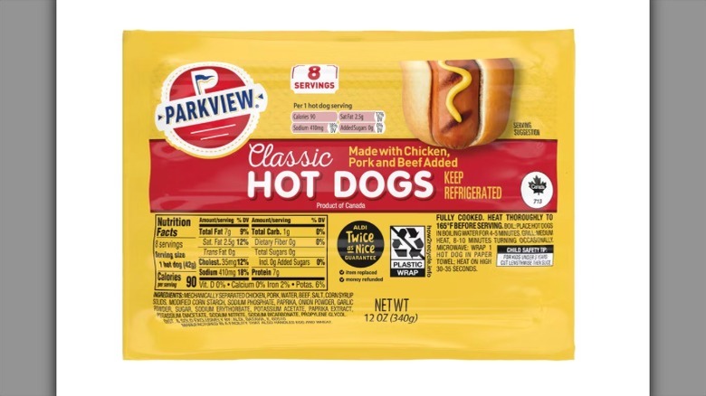 Aldi's parkview hot dogs