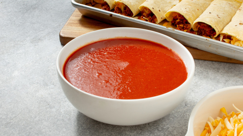 Enchiladas sauce in a bowl