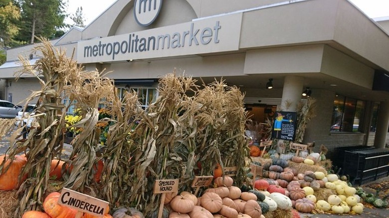 Metropolitan Market exterior with pumpkins in front