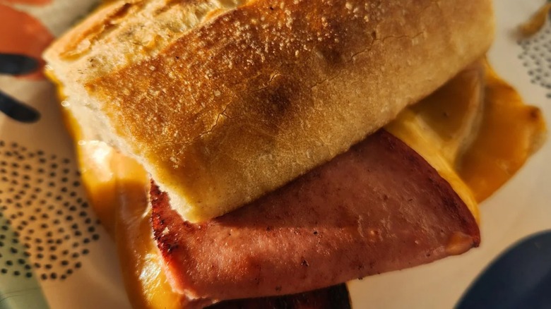 Fried bologna sandwich with cheese