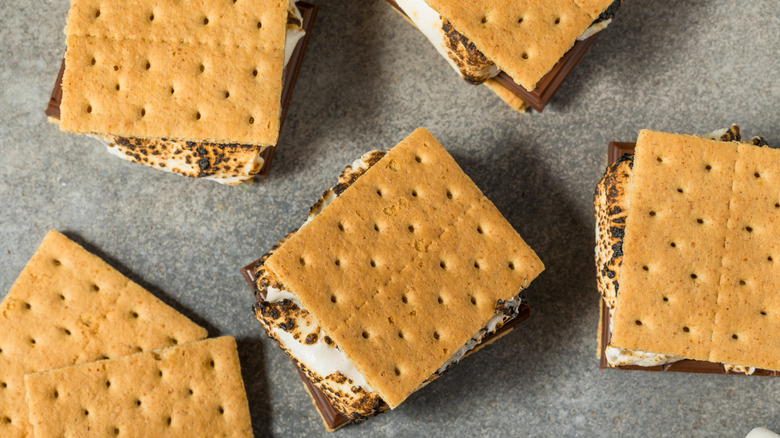 Top-down view of s'mores crackers
