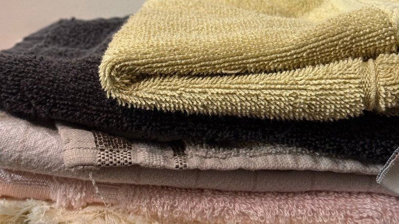 Towels as a stack on a counter
