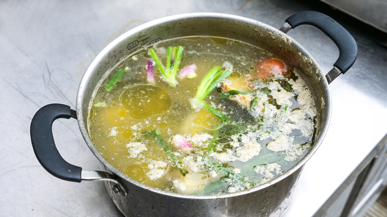 Scum soup stock vegetable trimmings