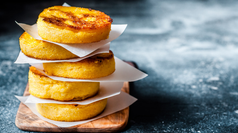 stack of fried polenta