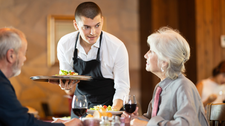 Customers interacting with a server