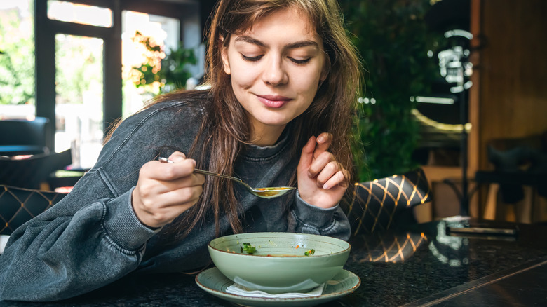 Foodie enjoying a meal at a restaurant