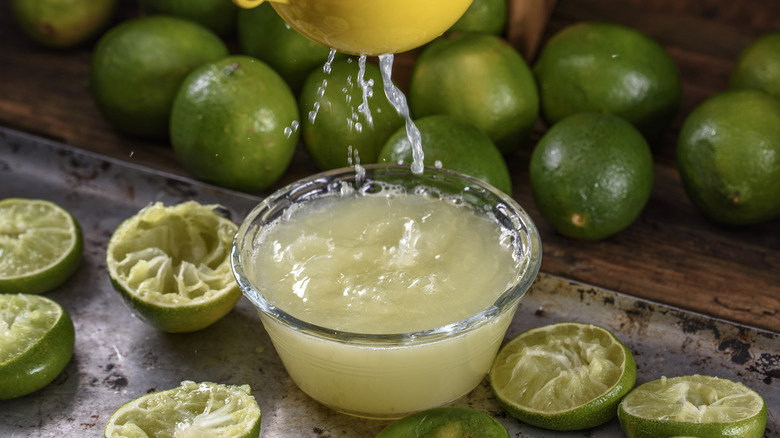 Lime juice squeezed into a small bowl