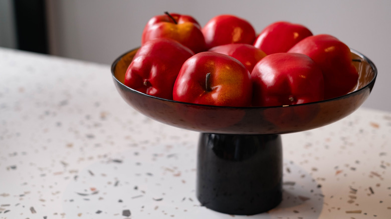 Apples on terrazzo countertop