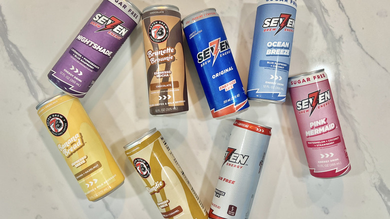 8 canned energy drinks and coffees from 7 Brew.