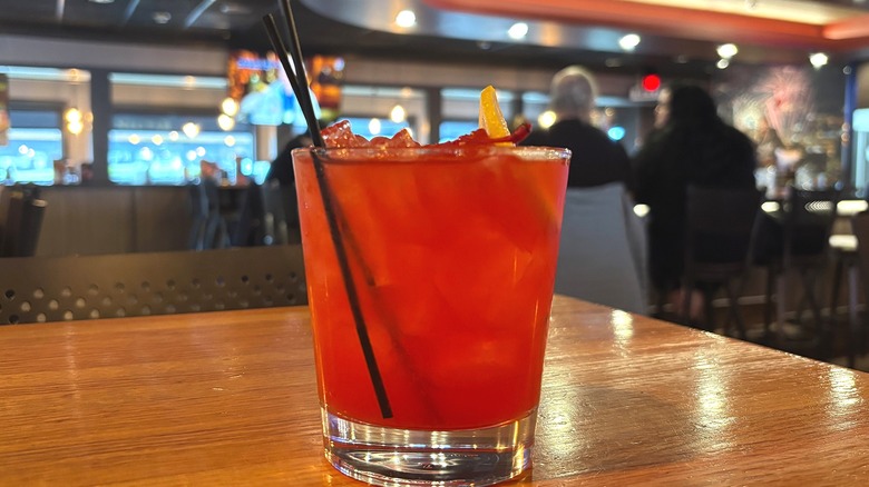 Applebee's Young, Wild & Free Fruit Punch on table in restaurant