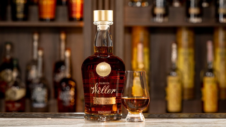 Bottle of Daniel Weller Spelt Bourbon
