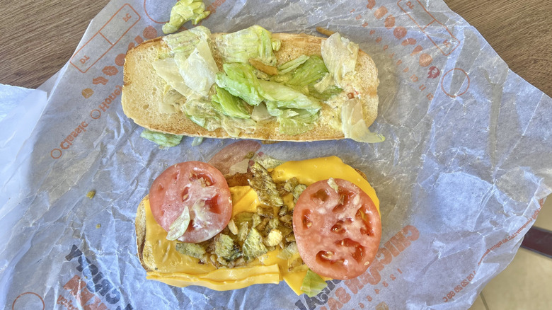 Top view of the Loaded Jalapeño Original Chicken Sandwich on a wrapper