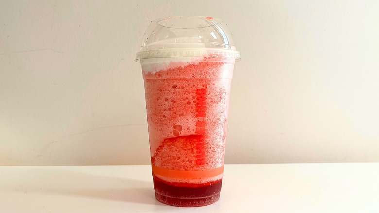 Frozen Strawberries & Cream from Burger King on white table