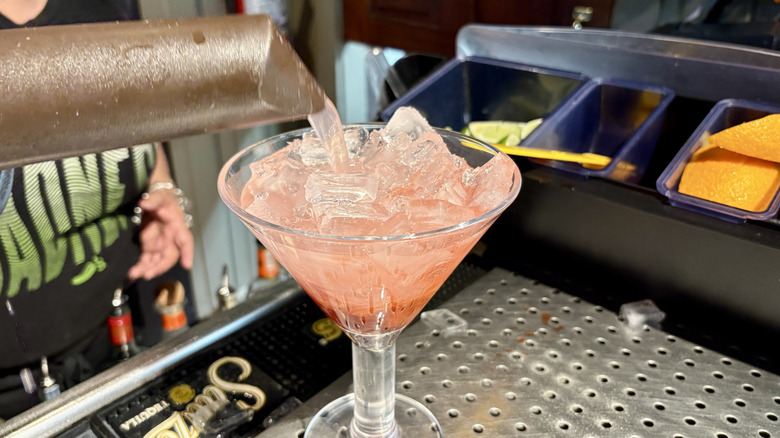 Chili's Popping Boba Marg being poured into glass