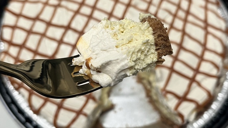 close up of costco's banana cream pie