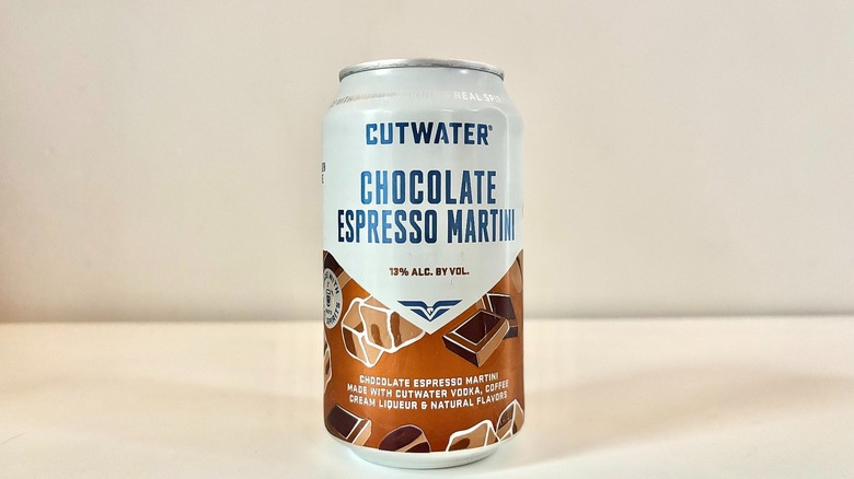 Can of Cutwater Chocolate Espresso Martini on white table