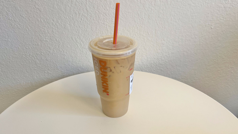 Candy Bar Iced Coffee with lid and straw