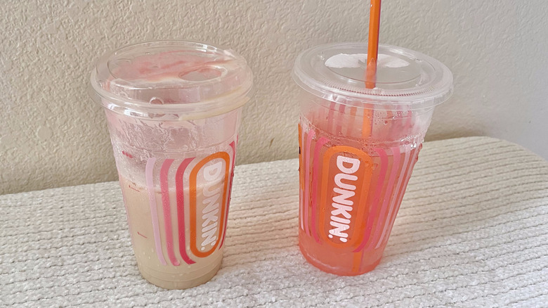 Watered down half-drank Dunkin' drinks