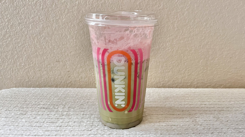 Strawberry Cloud Matcha on a table