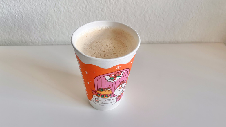 Top view of Caramel Chocolate Protein Latte from Dunkin'