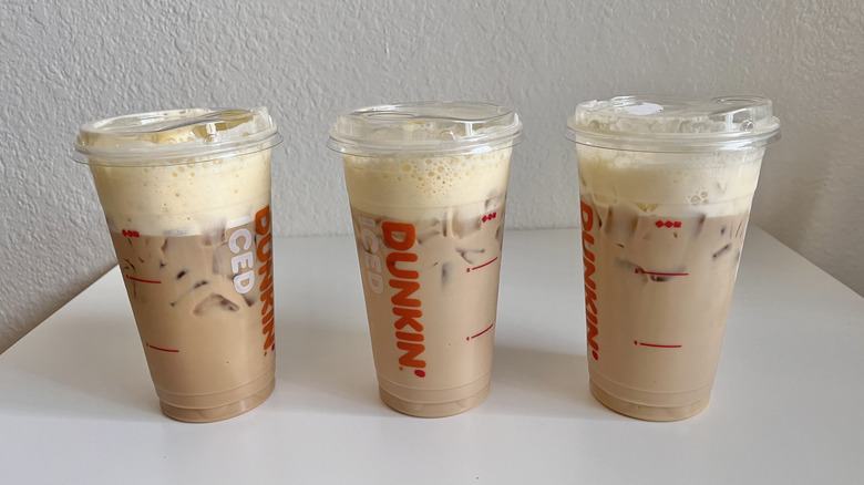 Dunkin' banana drinks on a table