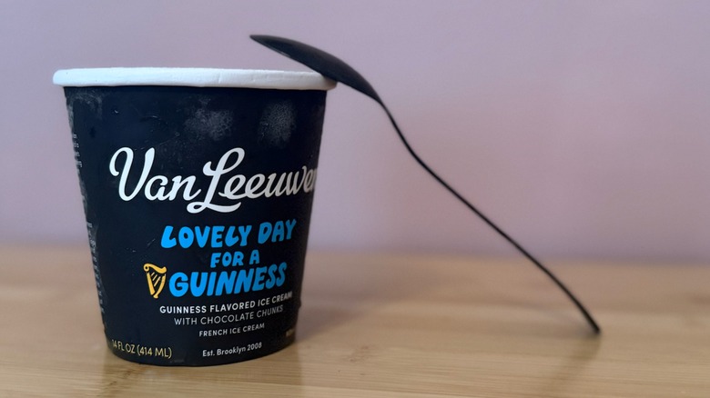 pint of Van Leeuwen Lovely Day For A Guinness with a spoon resting on it