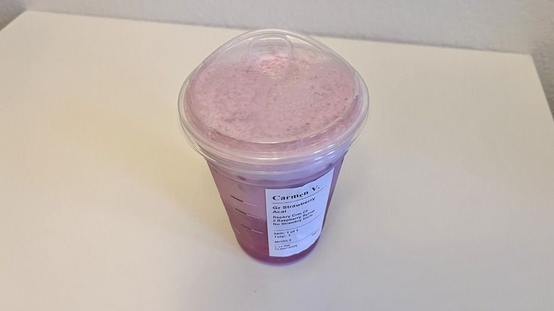 Top view of Starbucks Hannah Montana Refresher