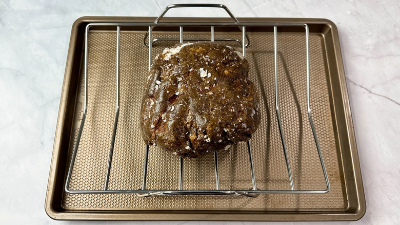 HoneyBaked prime rib on a roasting rack