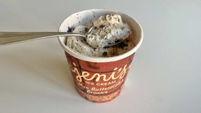 Miso Butterscotch Brownie pint with a spoon