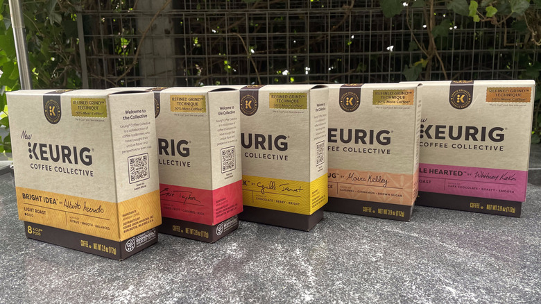 Five boxes of Keurig Coffee Collective flavors