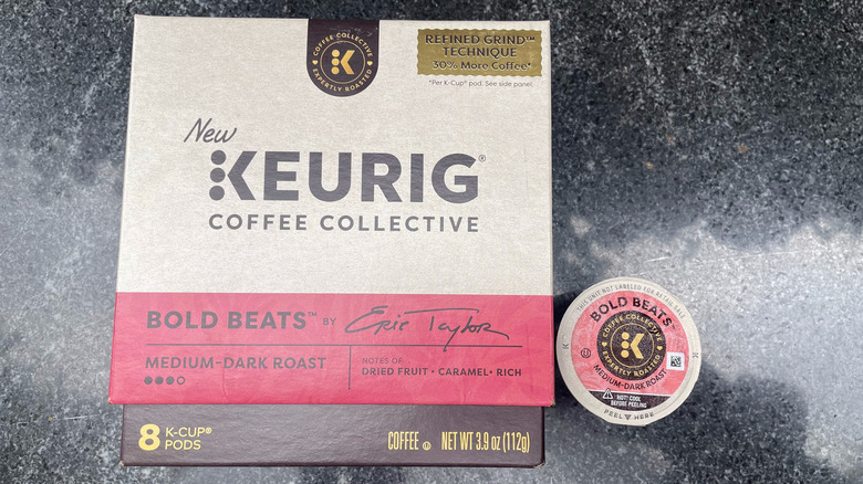 Box and pod of Bold Beats by Eric Taylor from the Keurig Coffee Collective