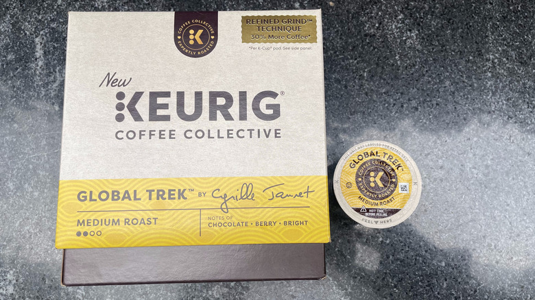 Box and pod of Global Trek by Cyrille Jannet from the Keurig Coffee Collective