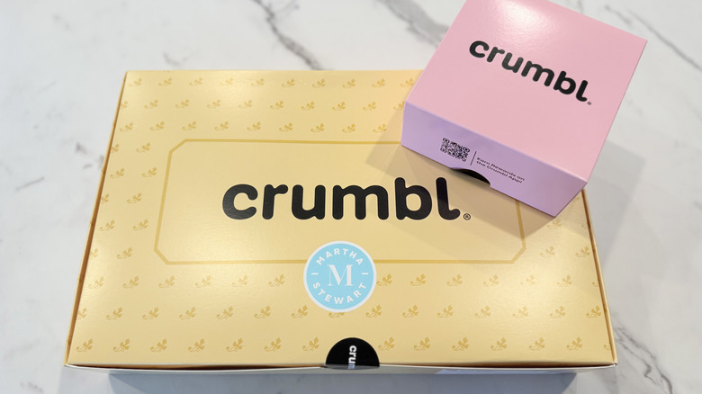Box of Crumbl cookies featuring Martha Stewart sticker