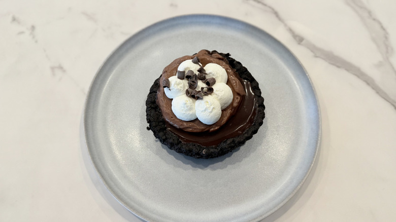 Crumbl and Martha Stewart's Chocolate Tart Cookie on a plate