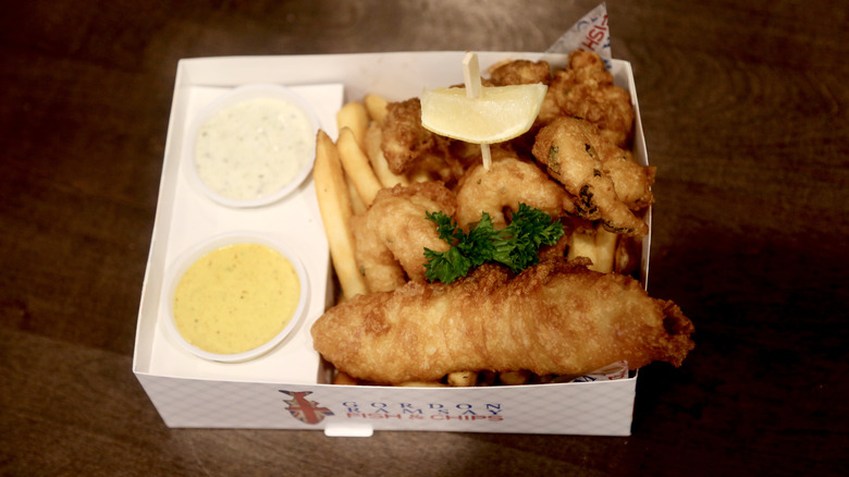 Fish and chips in box