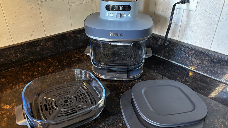 Ninja CRISPi Pro air fryer with accessories on a countertop