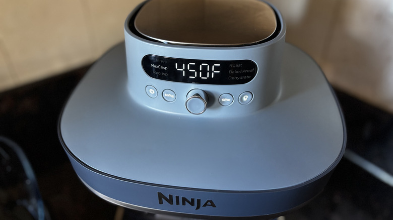 Close-up of the Ninja air fryer control panel
